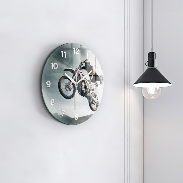 Round glass wall clock Motor Style Adrenaline