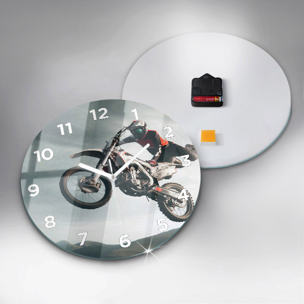 Round glass wall clock Motor Style Adrenaline