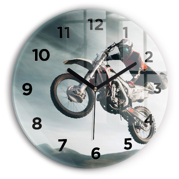 Round glass wall clock Motor Style Adrenaline