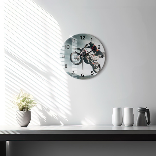 Round glass wall clock Motor Style Adrenaline