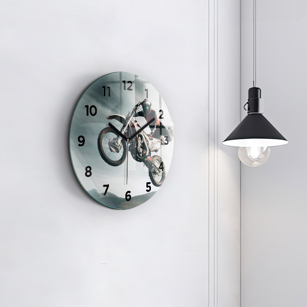 Round glass wall clock Motor Style Adrenaline