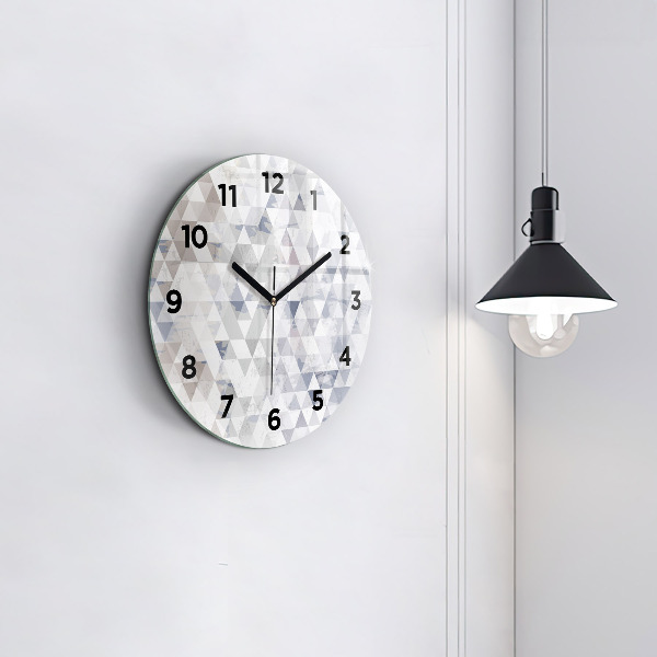 Round glass wall clock Geometric pattern