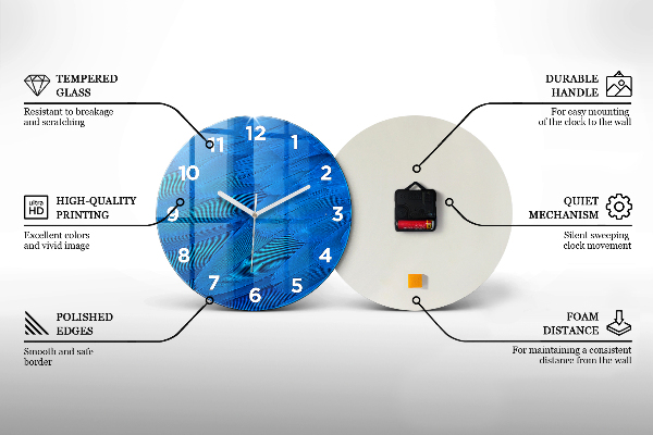 Round glass wall clock Surfing on the beach