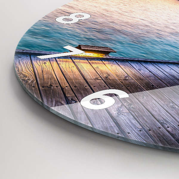 Round glass wall clock Sunset Maldives