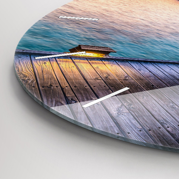 Round glass wall clock Sunset Maldives