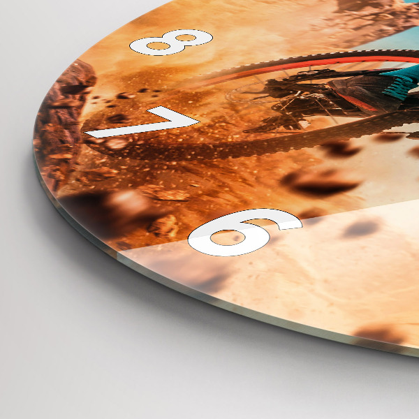 Round glass wall clock Stuntman and adrenaline