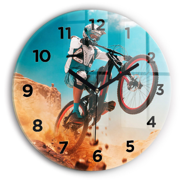Round glass wall clock Stuntman and adrenaline