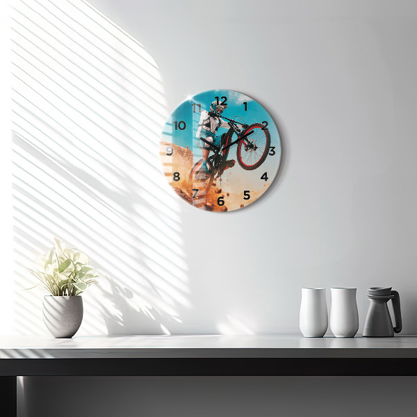 Round glass wall clock Stuntman and adrenaline