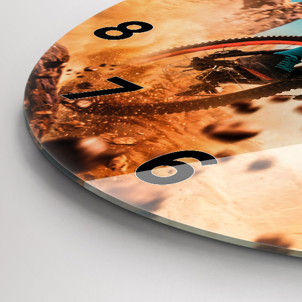 Round glass wall clock Stuntman and adrenaline