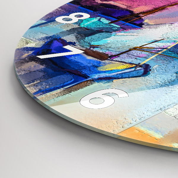 Round glass wall clock Seascape