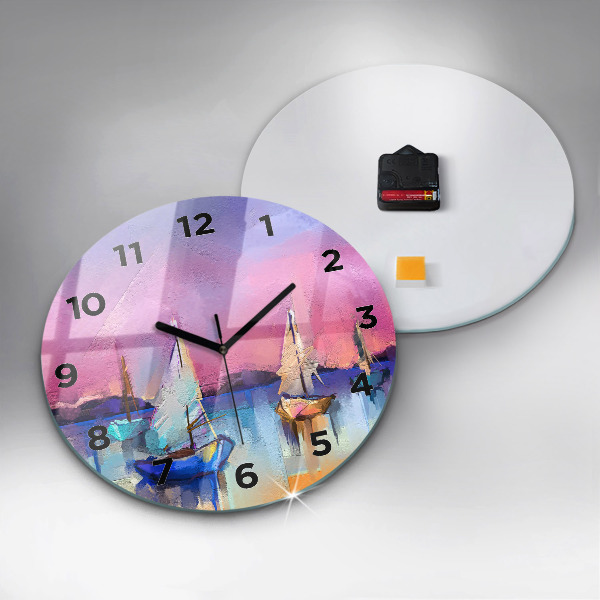 Round glass wall clock Seascape
