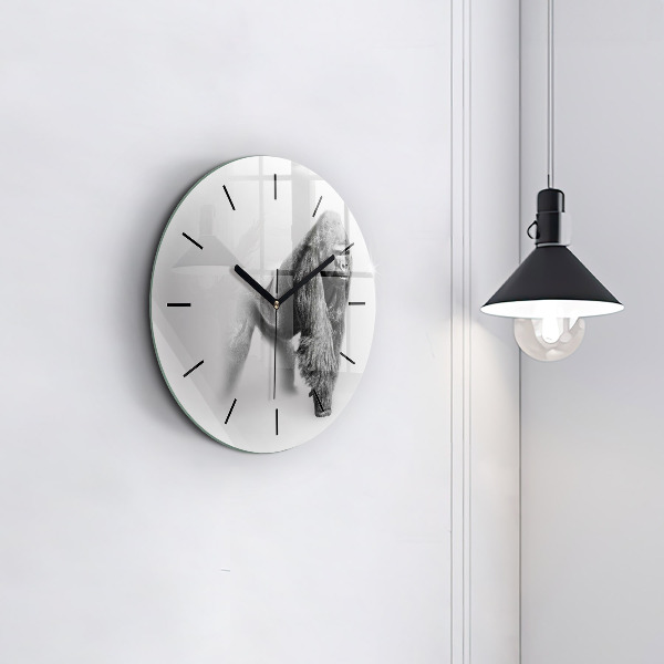 Round glass wall clock Animal Art Collection