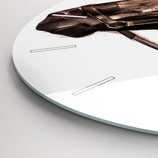 Round glass wall clock Painted Horse Profile