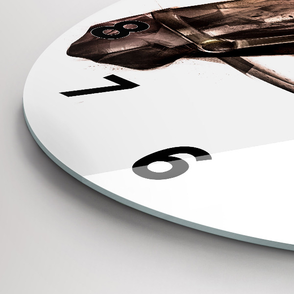 Round glass wall clock Painted Horse Profile