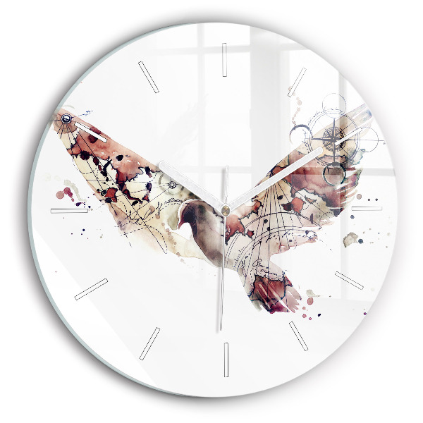 Round glass wall clock Abstract view