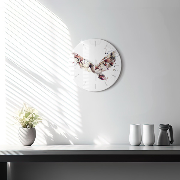 Round glass wall clock Abstract view