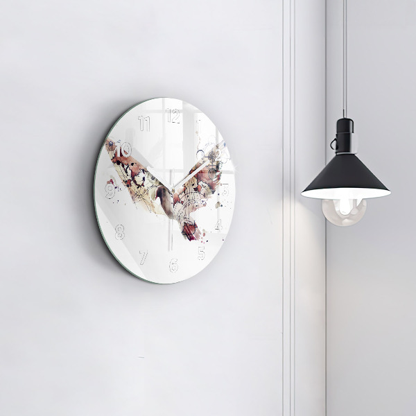 Round glass wall clock Abstract view