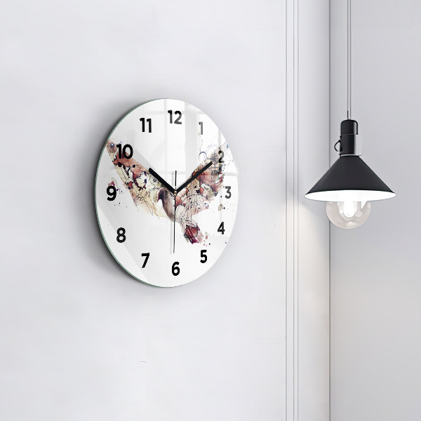 Round glass wall clock Abstract view