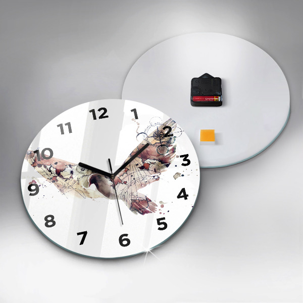 Round glass wall clock Abstract view