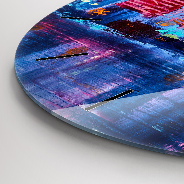 Round glass wall clock Skyscraper abstraction