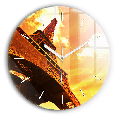 Round glass wall clock The Eiffel Tower in Paris