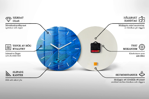 Round glass wall clock USA sunset