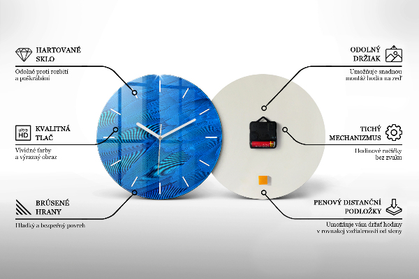 Round glass wall clock USA sunset