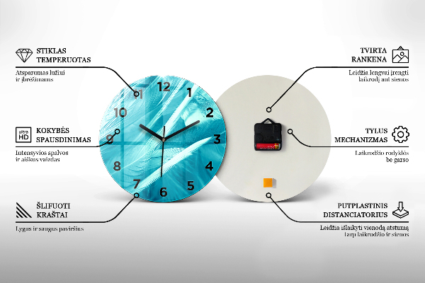 Round glass wall clock USA sunset