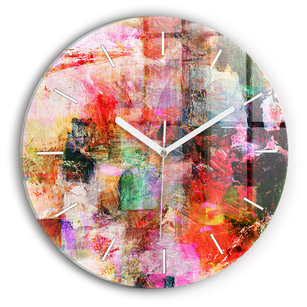 Round glass wall clock Abstract composition