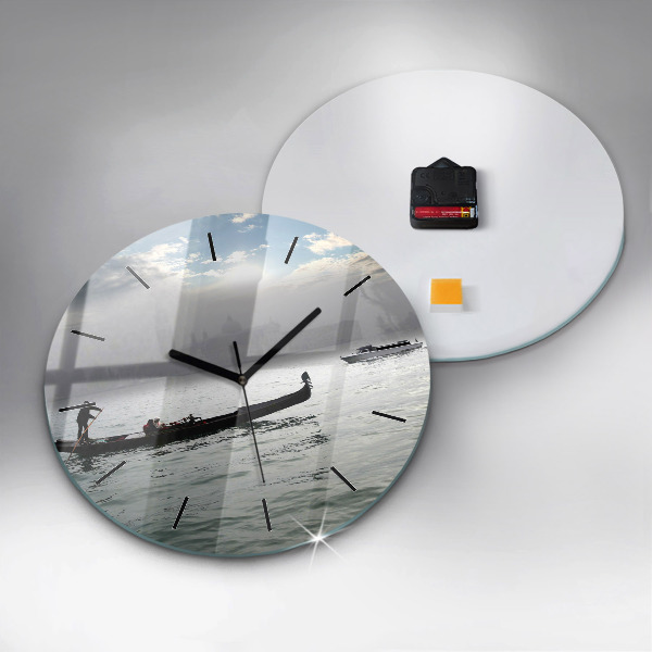 Round glass wall clock Gondola in Venice