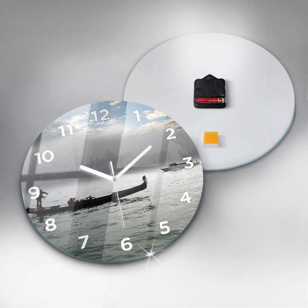 Round glass wall clock Gondola in Venice