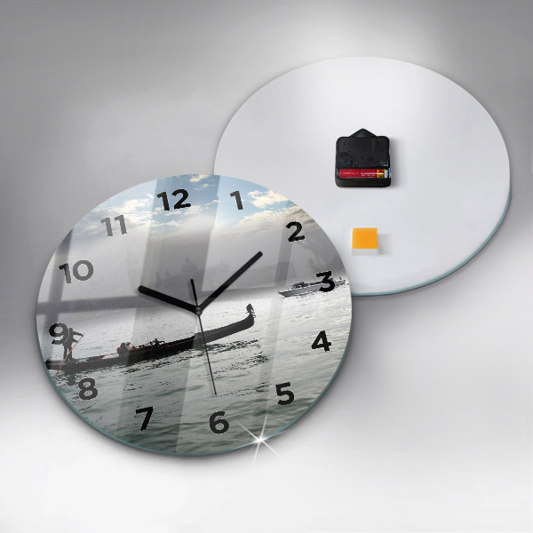 Round glass wall clock Gondola in Venice