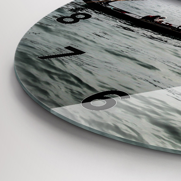 Round glass wall clock Gondola in Venice