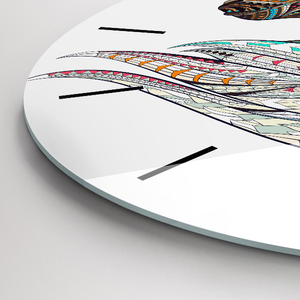 Round glass wall clock Horse illustration