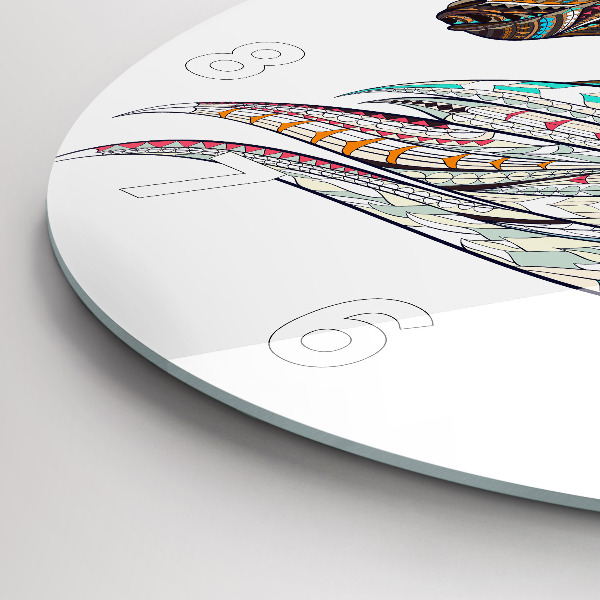 Round glass wall clock Horse illustration