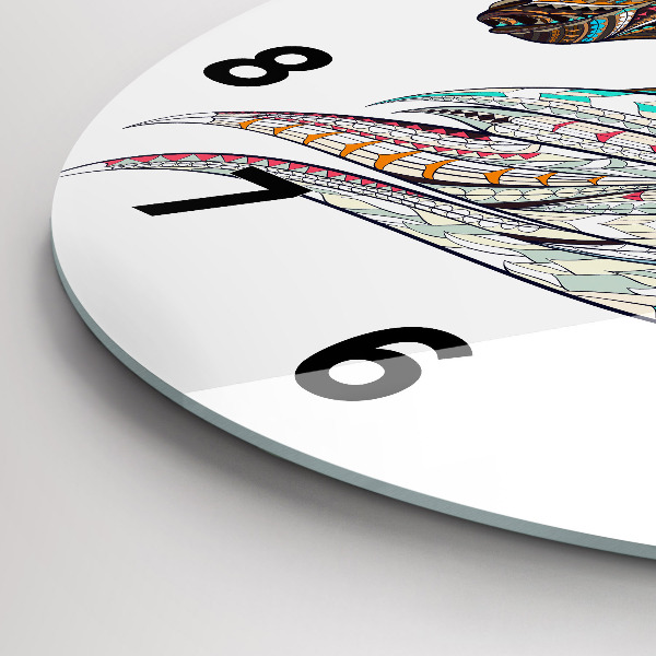 Round glass wall clock Horse illustration