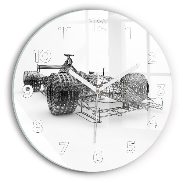 Round glass wall clock F1 car design