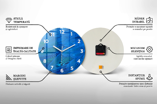 Round glass wall clock Sports car