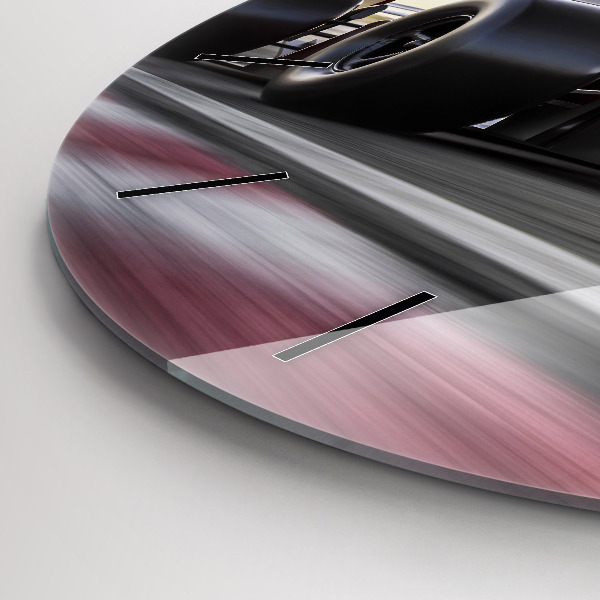 Round glass wall clock Sports racing car