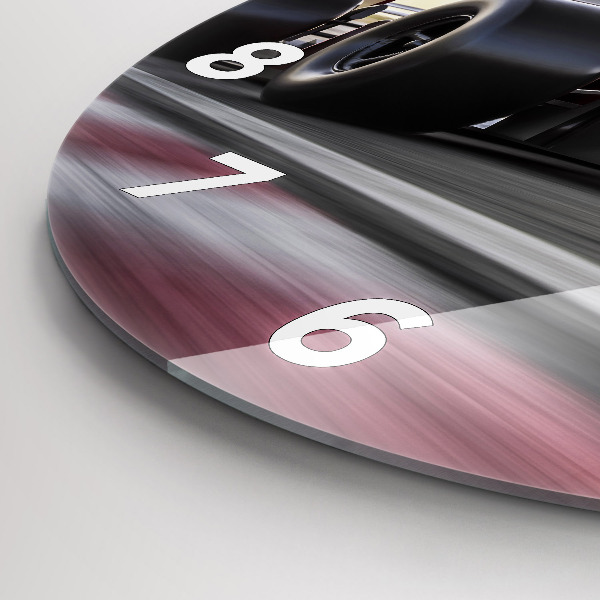 Round glass wall clock Sports racing car