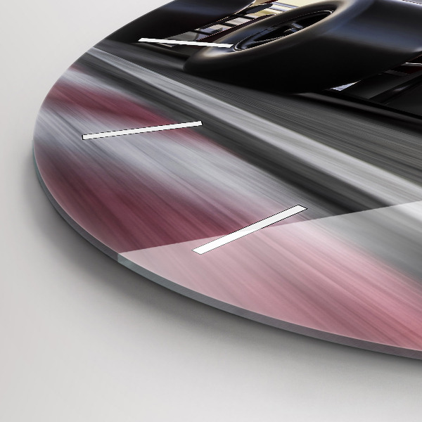 Round glass wall clock Sports racing car