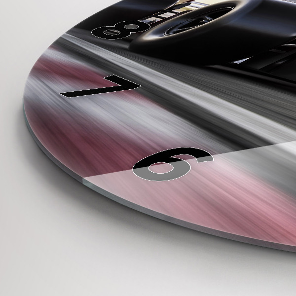 Round glass wall clock Sports racing car