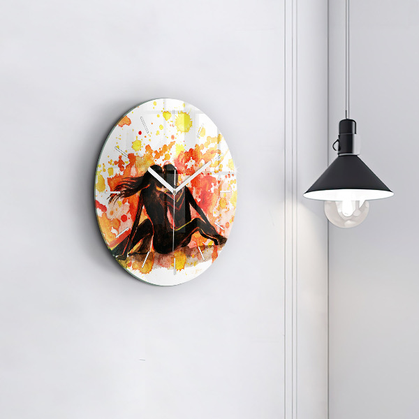 Round glass wall clock Love and a couple in love