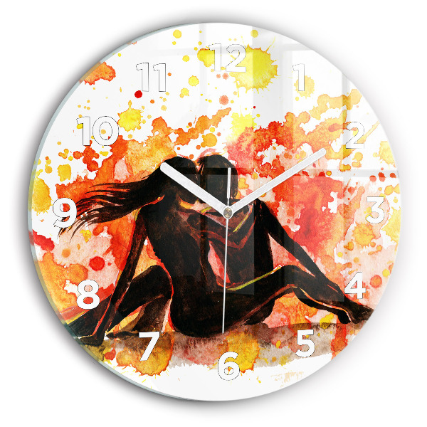 Round glass wall clock Love and a couple in love