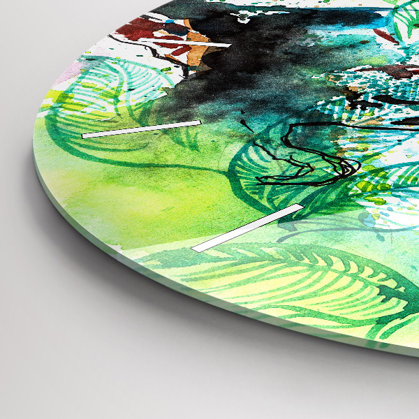 Round glass wall clock Toucan in the grass