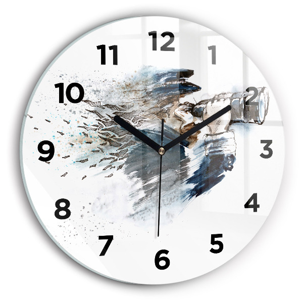 Round glass wall clock Captain with binoculars