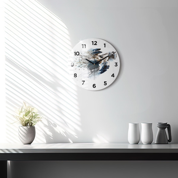 Round glass wall clock Captain with binoculars