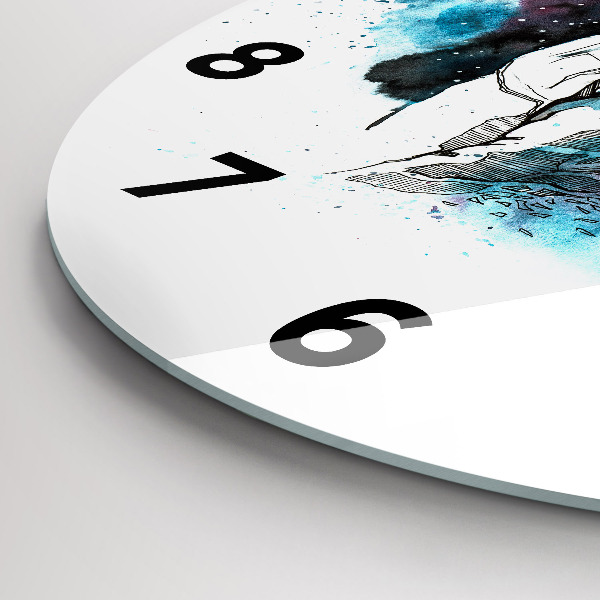 Round glass wall clock Astronaut abstraction
