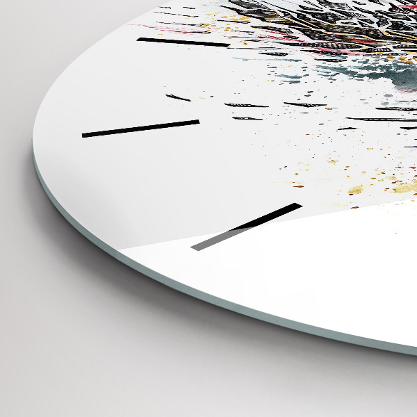 Round glass wall clock A warrior on the hunt
