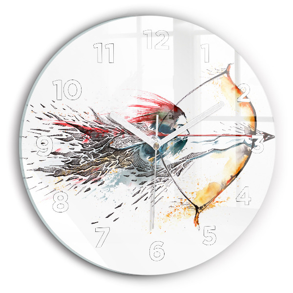 Round glass wall clock A warrior on the hunt